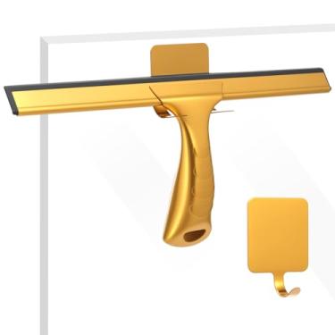 Imagem de Rodo de chuveiro para portas de vidro, 30,5 x 12,7 cm com gancho, furos para pendurar e armazenar, rodo de aço inoxidável multiuso para banheiro, mesa de jantar e ferramentas de limpeza de vidro de