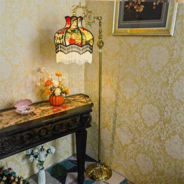 Imagem de Luminária de chão francesa de luxo com franjas, LED, estilo retrô americano, para sala de estar, sofá, quarto, escritório, casa de campo, hotel, estilo campestre europeu, luminária decorativ