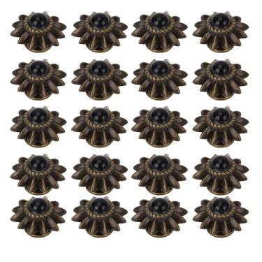 Imagem de Tnfeeon Conchos Decorativos Margaridas, Rebites Turquesa Elegantes para Bolsas e Chapéus de Couro, Enfeites de Liga de Zinco (Preto)