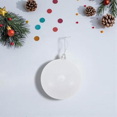 Imagem de Generic 1 peça de bolas de Natal ornamentos de bola de Natal com laço de plástico branco brilhante 8 cm