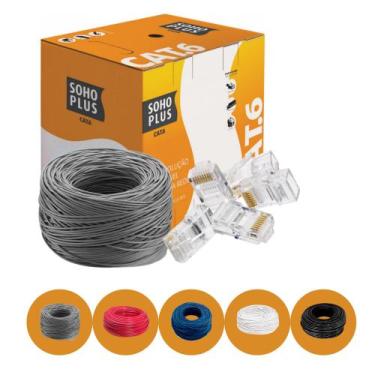 Imagem de Cabo Rede Cat6 100m Cinza Furukawa Soho Plus + 10 Conectores