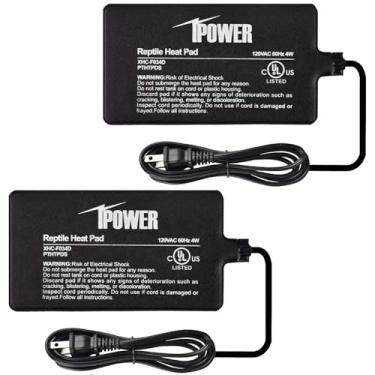 Imagem de iPower Almofada térmica para répteis de 10 x 18 cm, aquecedor de terrário com design eficiente em energia e à prova d'água para tartarugas, lagartos, cobras, pacote com 2