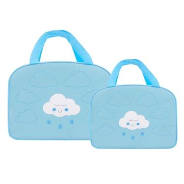 Imagem de Kit Bolsa e Frasqueira Maternidade Nuvem Alegria Satuko (Azul Bebê)