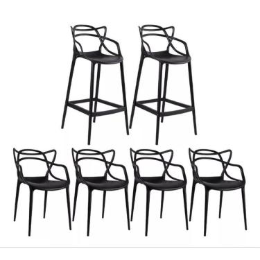 Imagem de Kit Alegra 4 Cadeiras + 2 Banquetas Altas Ana Maria Cor Da Estrutura Da Cadeira Preto