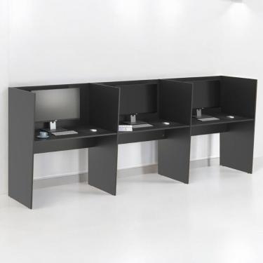 Imagem de Estação De Trabalho Escritório Mesa Call Center 3 Lugares Preto