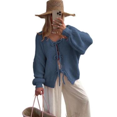 Imagem de Suéter, cardigã, SKIKYAN, gravata borboleta, tamanho grande, decote em