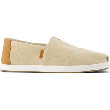 Imagem de TOMS Mocassim masculino de lona de algodão reciclado Alpargata, Lona de espinha de peixe amêndoa/camurça marrom, 38