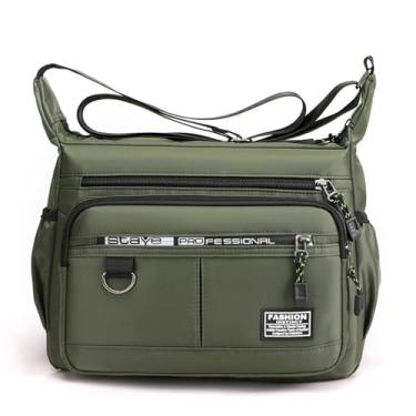 Imagem de Elonglin Bolsa de ombro feminina masculina com vários bolsos, bolsa tiracolo moderna com alça, Verde, Medium, Moderno/justo