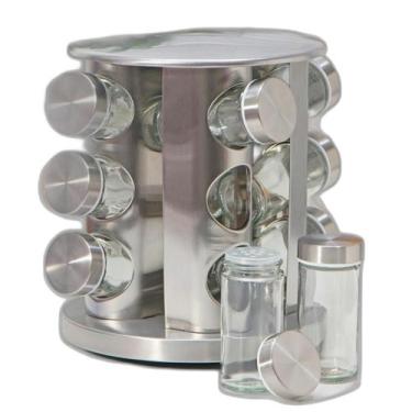 Imagem de Conjunto Porta Temperos Vidro Giratório Tampa Inox - Bellator