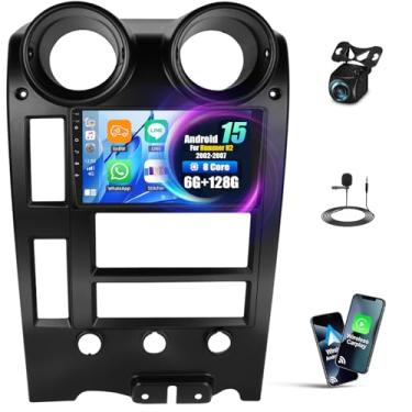Imagem de [8 núcleos 6G + 128G] Android 15 estéreo para carro Hummer H2 2002-2007 com carro sem fio CarPlay Android Auto, tela sensível ao toque de 22.9 cm com link espelhado, WiFi/GPS DSP Bluetooth FM/RDS
