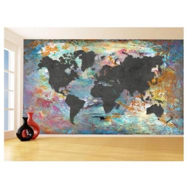 Imagem de Papel De Parede 3D Mapa Mundi Ferrugem Cimento 3,5M Nmu26 - Você Decor