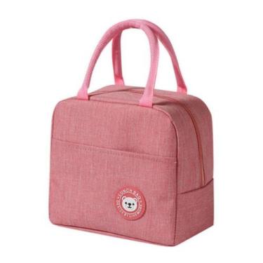 Imagem de Lancheira Termica De Passeio Bolsa Marmita Portátil Rosa - Bolsa Térmi