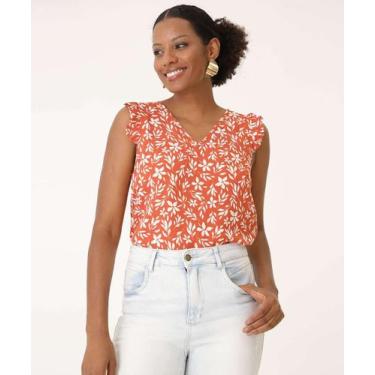 Imagem de Blusa Feminina Estampada Sem Manga Marisa-38000, Laranja, P