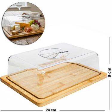 Imagem de Porta Frios Bambu Retangular com Tampa Acrílico 24x18,5x8cm - Fu Xing