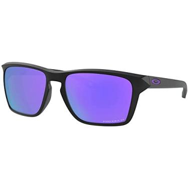 Imagem de Óculos de sol Oakley masculinos OO9448 Sylas retangulares, preto fosco/violeta Prizm polarizado, 57 mm
