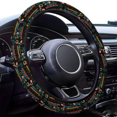 Imagem de GENANY Capa de volante Dragon Adventure, aderência de roda de neoprene antiderrapante, protetor de roda de motorista respirável, acessórios de carro que absorvem o suor, presentes, decoração
