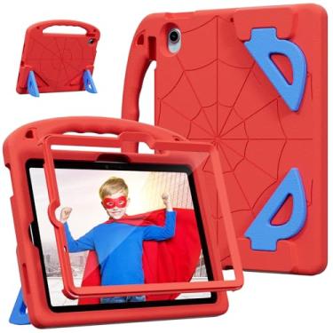 Imagem de LKOOZO Capa infantil para iPad Air de 11 polegadas M3/M2 (2025/2024), iPad Air 5/4 (2022/2020) 10,9 polegadas - Capa à prova de choque com protetor de tela integrado e suporte (vermelha)