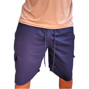 Imagem de Bermuda Cargo Short Masculina 5 Bolsos Elástico Cordão Longa - Moda_Ga