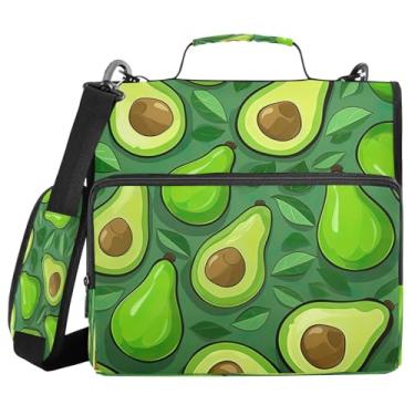 Imagem de ATTX Fichário pequeno com zíper em fatias de abacate com alça acolchoada ajustável – bolsa para fichário com capacidade para 500 folhas com organizador de vários bolsos, serve para laptop de 12