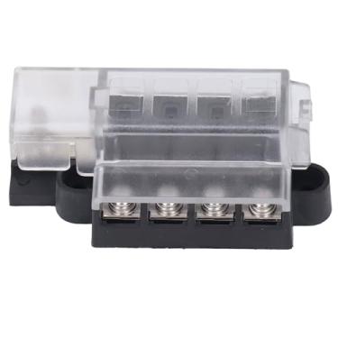 Imagem de Hyuduo Caixa de Fusíveis de Lâmina Porta-fusíveis ATC ATO de 4 Vias Com Tampa Transparente, Construção Em Aço Inoxidável para Carros, Caminhões, RVs, 100A 32V DC, Proteção de Circuito Elétrico Com