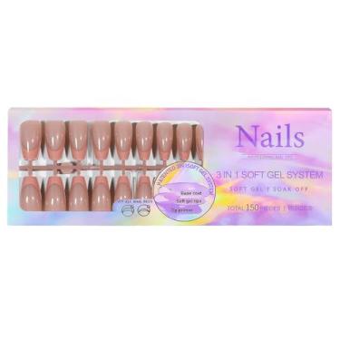 Imagem de 150PCS French Nail Tips Unhas Falsas para Arte de DIY Primer Ponta Pré-aplicado Base Coat Pontas Macias Press on Super Fit Tip Sem Necessário 3-em-1
