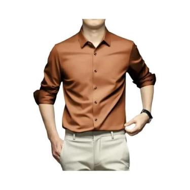 Imagem de Camisa Social Masculina Verde Tamanho Grande 5XL Sem Amassar Estilo Co