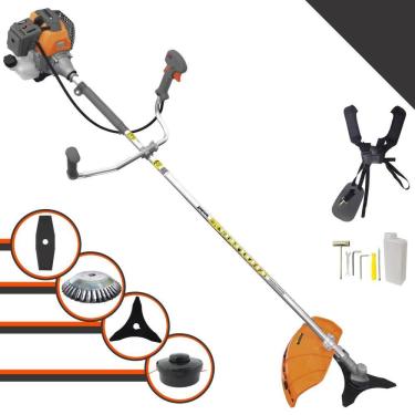 Imagem de Roçadeira Profissional Tekna RL520-P Motor 2 Tempos 52cc 10.000rpm 2HP de Potência Com Carretel e Faca 3 Pontas + Faca 2 Pontas + Escova de Aço