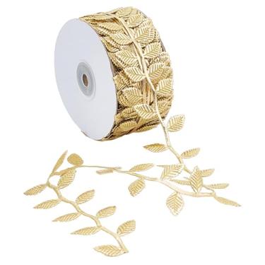 Imagem de letsinstyle Fita de folha de ouro de 20 metros, acabamento de folha dourada artificial, acabamento metálico bordado, fitas decorativas para costurar vestido de noiva de casamento com franja de bolo