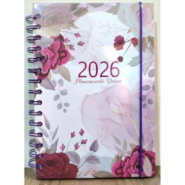 Imagem de Agenda 2026 Grande 14,5cmX21cm Datada 168 folhas Capa dura Adequado para trabalho e estudo(FLORAL 2)
