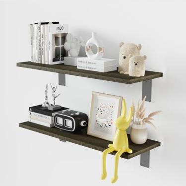 Imagem de Elehome Tábua de prateleira flutuante para parede de 1,5 cm – sem suportes – 61 cm C x 25,4 cm L x 1,5 cm T Prateleiras flutuantes de madeira melamina cinza para banheiro, cozinha e sala de estar