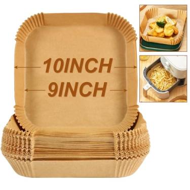 Imagem de BYKITCHEN Forros grandes para fritadeira a ar, forros quadrados de 25 cm, papel manteiga para fritadeira a ar GG, compatível com Corsori, Power XL, Gourmia Air Fryer e mais (conjunto de 50)