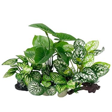 Imagem de Smoothedo-Pets Decorações de aquário acessórios para decoração de aquário Betta Peixe esconde caverna folhas macias (Conjunto de seis folhas-C)