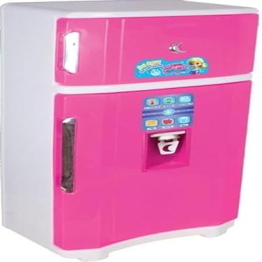 Imagem de Miniatura, cozinha de brincar, duas portas, refrigerador, plastico, rosa, infantil, pequeno, divertida