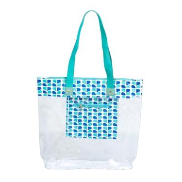 Imagem de Bolsa de Praia e Piscina Impermeável com Zíper e Bolso Interno, Azul Claro, Sacola Tote (Impermeável Transparente, Azul Assencio)