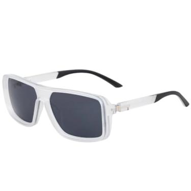 Imagem de Óculos de sol quadrados de luxo para mulheres, tendência clássica, óculos de sol para dirigir e viajar, UV400 (branco e cinza)