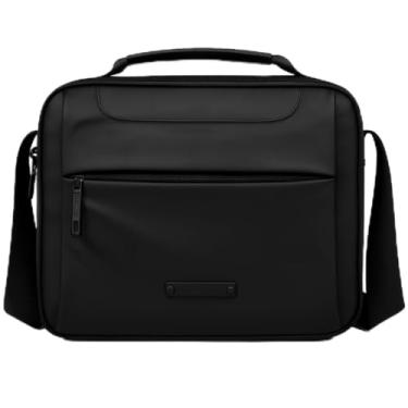 Imagem de Bolsa Carteiro Masculina Impermeável Nylon Transversal Ombro Tiracolo 4 Bolsos Várias Divisórias (Preto)