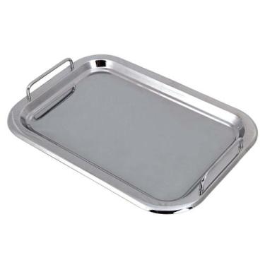 Imagem de Bandeja Retangular com Alça em Aço Inox 41x29 cm Uny Home