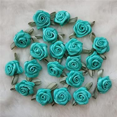 Imagem de 100 peças de 15 mm mini rosas rosas laços de fita de cetim multicoloridos apliques artificiais feitos à mão DIY acessórios de artesanato de costura casamento noiva decoração de caixa de presente