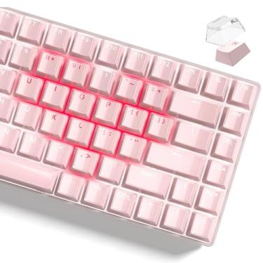Imagem de Womier Teclas de teclado – Jelly Keycaps rosa 60 75 100 por cento, brilho de cristal através do conjunto de teclas fofas personalizadas, 118 teclas perfil OEM para 61/68/84/87/98/100 Cherry Gateron MX