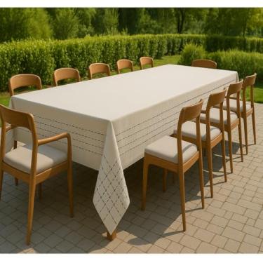 Imagem de Toalha De Mesa Xadrez 12 Lugares Cantina Italiana Em Algodão (1, Listrado Viena Cru)