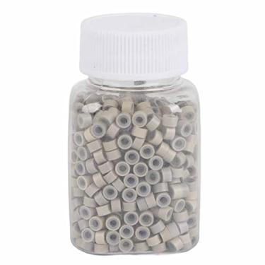 Imagem de Generic Anéis de Extensão de Cabelo de Silicone 5 Cores 1000 PCS/Garrafa 5 MM Loops Beads Ferramentas para Cabelo Humano, Seguro e Confortável, Prático para Uso Profissional Em Salão de Beleza (Bege)