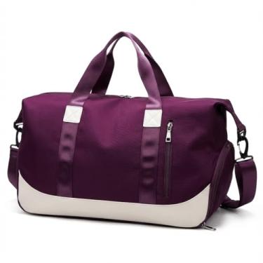 Imagem de Bolsa de Viagem Esportiva, Mala de Mão com Alça Transversal, Grande Capacidade para Academia e Viagens (Roxo Vinho)