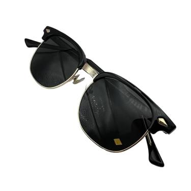 Imagem de Óculos De Sol Premium Solen Unissex, Estilo Club Master, Armação Acetato E Metal, Lentes Degradê UV400, Preto Com Dourado, Case ECO Incluso, Marca ABÊ CLUB
