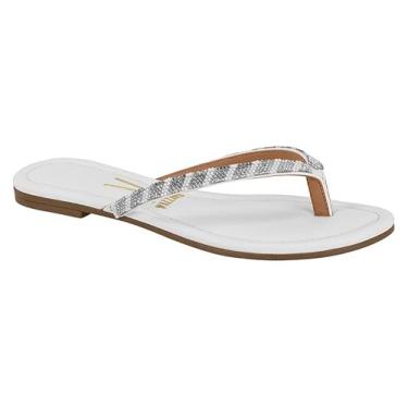 Imagem de Sandália Rasteira Feminina Vizzano – Pelica Micromanta, Leve, Confortável e Elegante para Uso Diário (Branco, BR, Adulto, Numérico, 35)