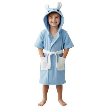 Imagem de Toalha Roupão Infantil Bebe Criança Piscina Capuz Bichinho