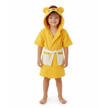 Imagem de Toalha Roupão Infantil Bebe Criança Piscina Capuz Bichinho