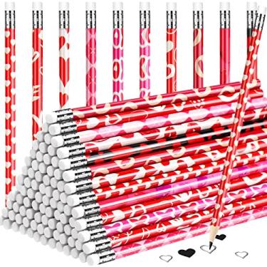 Imagem de Yexiya Lápis de Dia dos Namorados para crianças, 300 peças, lápis com estampa de coração, cupido, rosa, amor, sortidos para crianças, para professores, estudantes, presentes, escola, dia dos namorados, artigos de festa