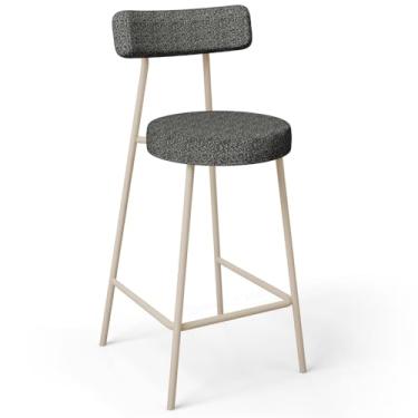 Imagem de Banqueta Baixa Cozinha Sala Jantar Bancada Milão Arena L02 Linho Mescla Chumbo - Lyam Decor