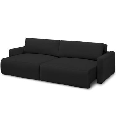 Imagem de Sofá Retrátil Reclinável Para Sala de Estar Living 210cm Sevilha F04 Veludo Preto - Lyam Decor