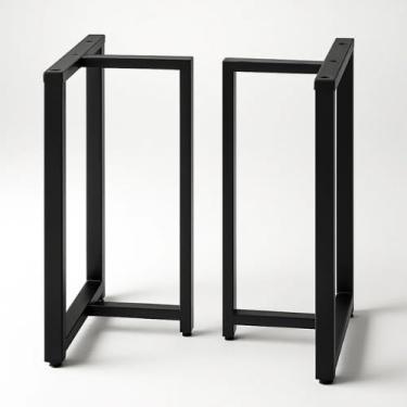 Imagem de BASE para MESA Estilo INDUSTRIAL Modelo T 75x60cm Kit c/2un (Preto Fosco) Design Moderno